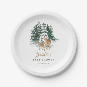 Winter Forest Baby Shower Paper Plate