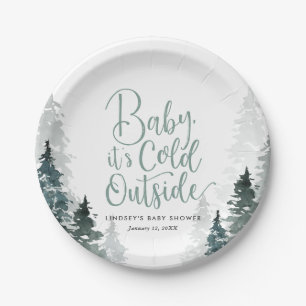 Winter Forest Baby Shower Paper Plate
