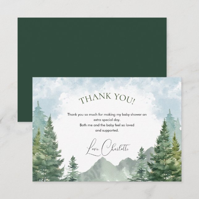 Winter Forest Baby Shower Thank you Card (Front/Back)