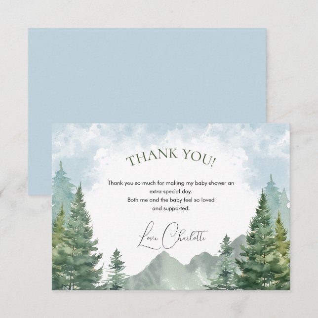 Winter Forest Baby Shower Thank you Card (Front/Back)