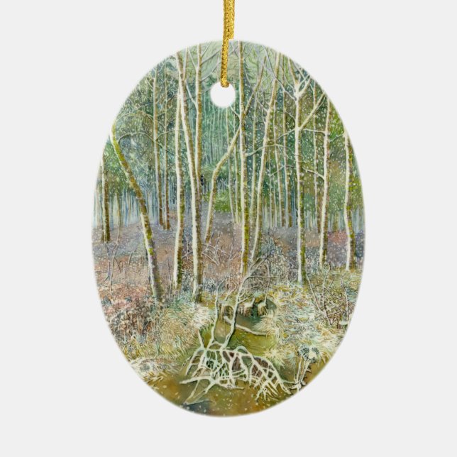 winter forest ceramic tree decoration (Front)