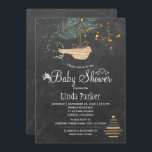 Winter forest chalkboard watercolor baby shower invitation<br><div class="desc">Rustic elegant winter nature baby shower stylish invitation template on dark grey chalkboard featuring a pine tree bough with a wooden bird, a dried branches Christmas tree with star and watercolor splashes, white flowers and little hearts. You can choose to customise it further changing fonts and colours of lettering. ----...</div>