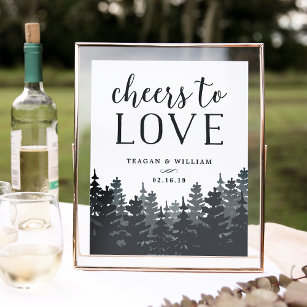 Winter Forest   Cheers to Love Wedding Bar Sign