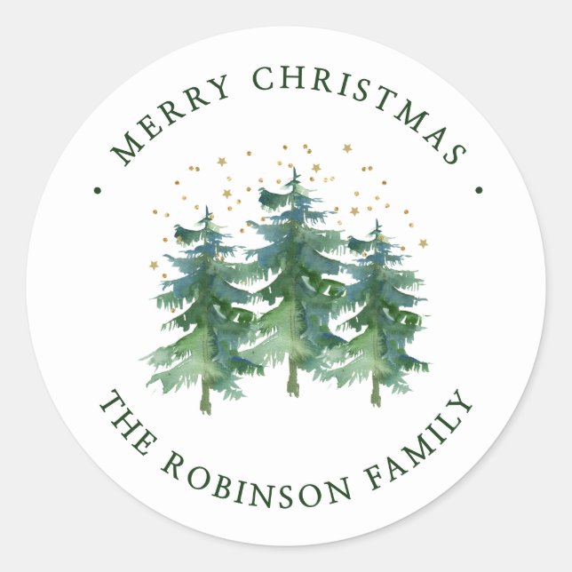 Winter Forest Christmas Classic Round Sticker (Front)
