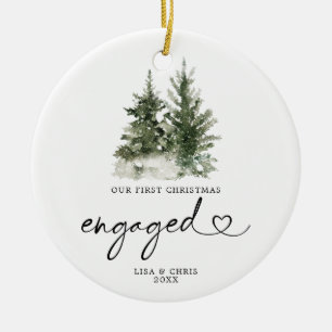 Winter Forest Christmas Engaged Ornament Gift