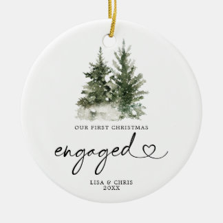 Winter Forest Christmas Engaged Ornament Gift