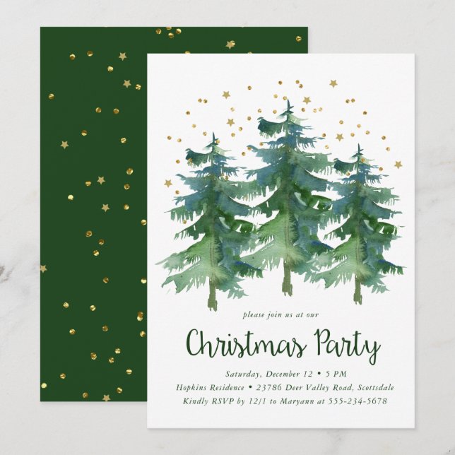 Winter Forest Christmas Party Invitation (Front/Back)