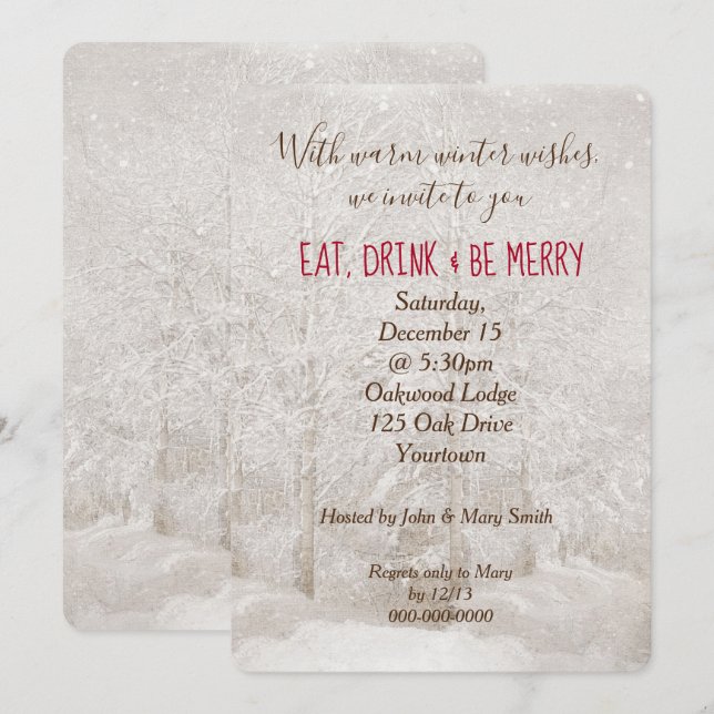 Winter Forest Christmas Party Invitation (Front/Back)