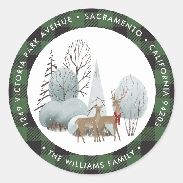 Winter Forest Christmas Return Address Labels (Front)