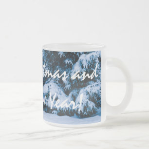 Winter Forest Christmas Tree Frosted Glass Coffee Mug