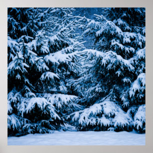 Winter Forest Christmas Tree Poster