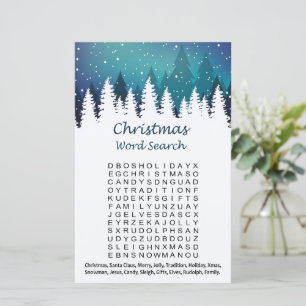 Winter forest christmas word search game