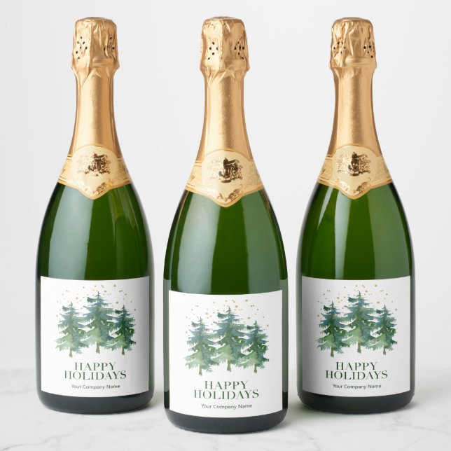 Winter Forest Company Holiday Sparkling Wine Label (Bottles)