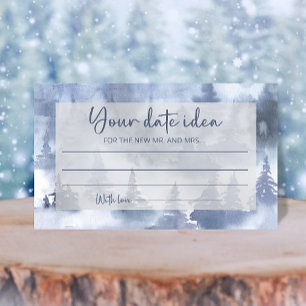 Winter Forest  Date night ideas. Date jar Enclosure Card