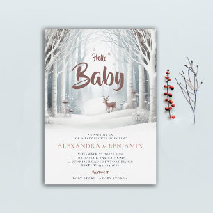 Winter Forest Deer Coed Gender Neutral Baby Shower Invitation