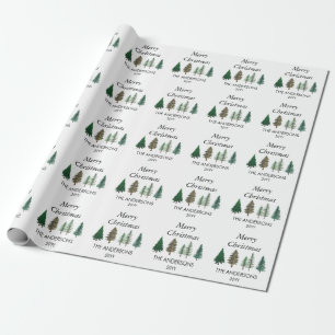 Winter Forest Elegant Pine Trees Christmas  Wrapping Paper