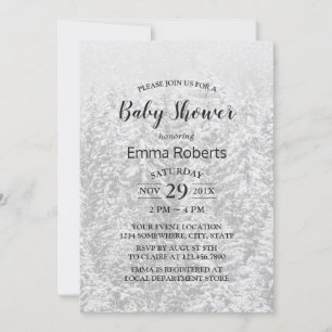 Winter Forest Elegant Snow White Baby Shower Invitation