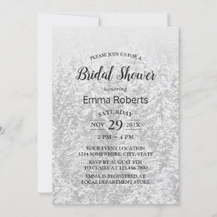 Winter Forest Elegant Snow White Bridal Shower Invitation