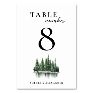 Winter Forest Elegant Wedding Table Number