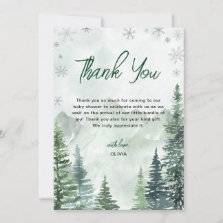 Winter Forest Gender Neutral Baby Shower Thank You Card