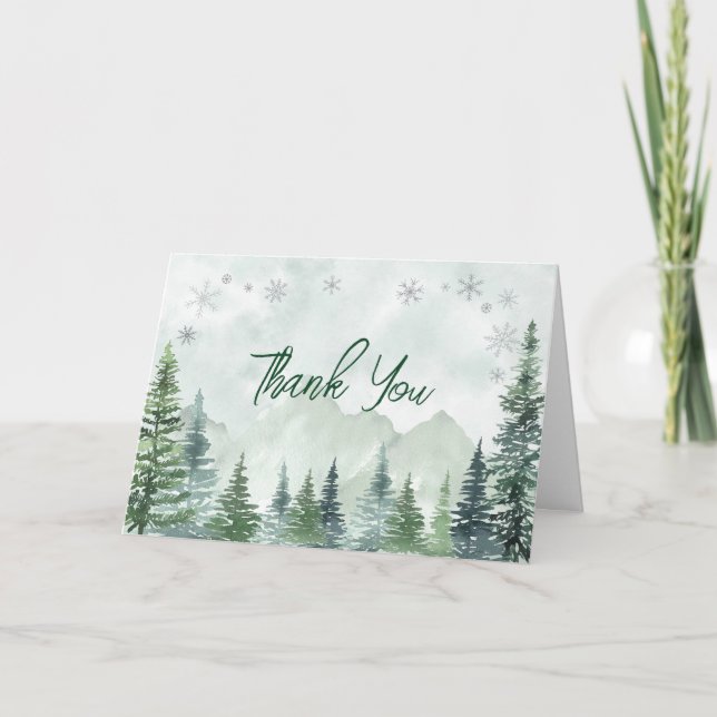Winter Forest Gender Neutral Baby Shower Thank You Card (Front)