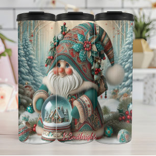 Winter Forest Gnome with Illuminated Globe Thermal Tumbler