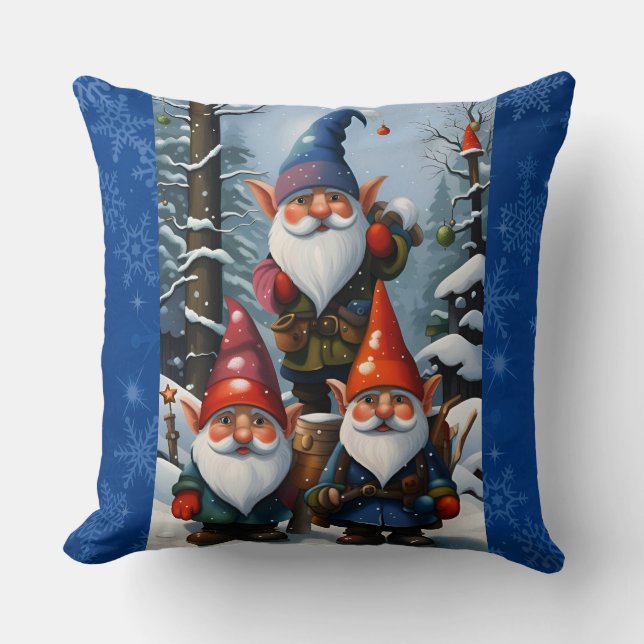 Winter Forest Gnomes Cushion (Front)