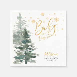 Winter Forest Gold It's Cold Outside Baby Shower Napkin