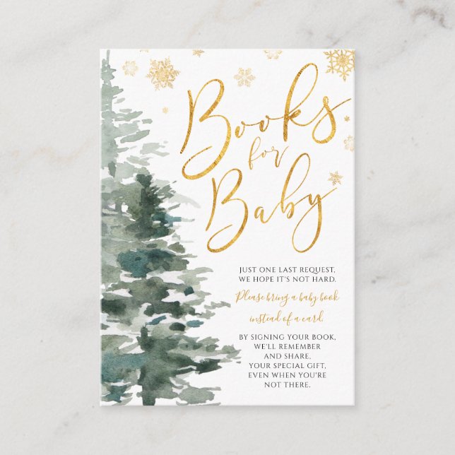 Winter Forest Gold It's Cold Outside Book Request Enclosure Card (Front)