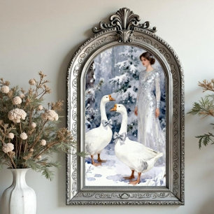 Winter Forest Goose Lady Silver Accents TMF26 Tissue Paper
