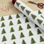 Winter Forest Green Christmas Tree Pattern White Wrapping Paper<br><div class="desc">A winter forest filled with Christmas trees on this wrapping paper - check out my store for more Christmas trees</div>