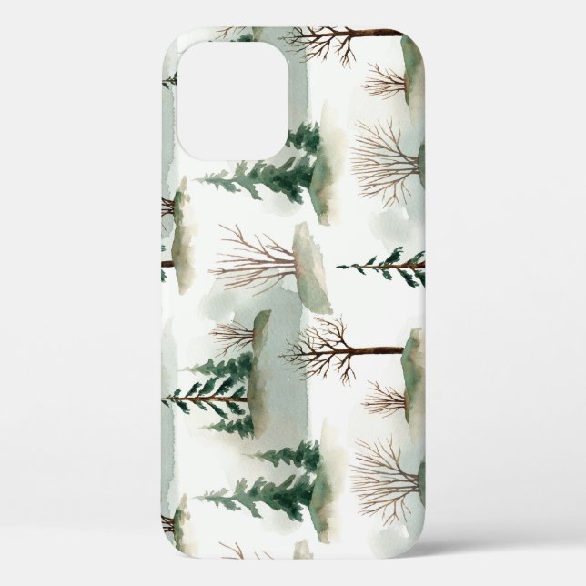 Winter Forest: Hand-Drawn Green Blur Case-Mate iPhone Case (Back)