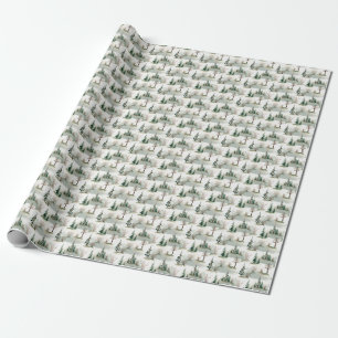 Winter Forest: Hand-Drawn Green Blur Wrapping Paper