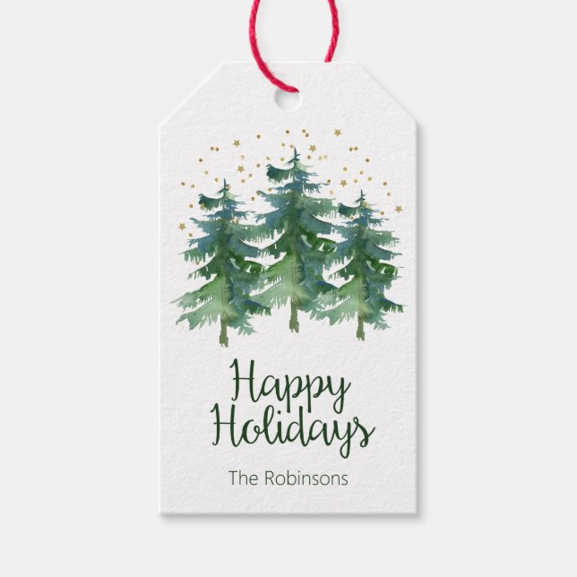 Winter Forest Holiday Gift Tags (Front)