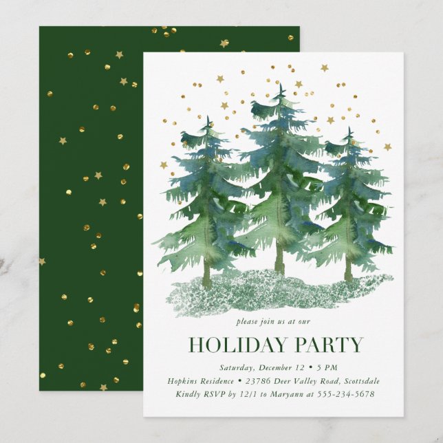 Winter Forest Holiday Party  Invitation (Front/Back)