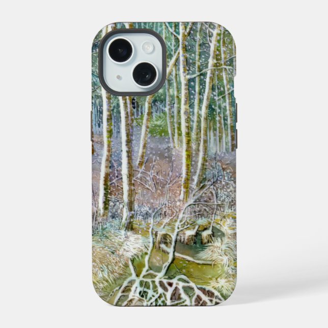 winter forest iPhone 15 case (Back)