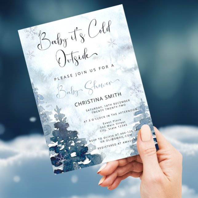 Winter forest It's Cold Outside baby shower  Invitation (Creator Uploaded)