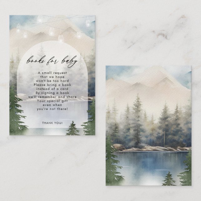 winter forest lake books for baby request card (Front/Back)