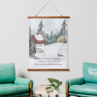 Winter Forest Lake Watercolor and Optional Wording
