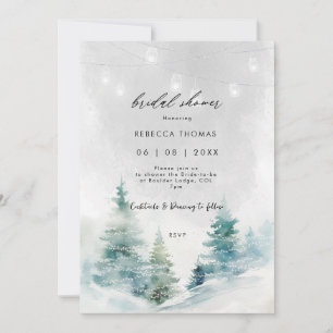 winter forest lanterns bridal shower invitation
