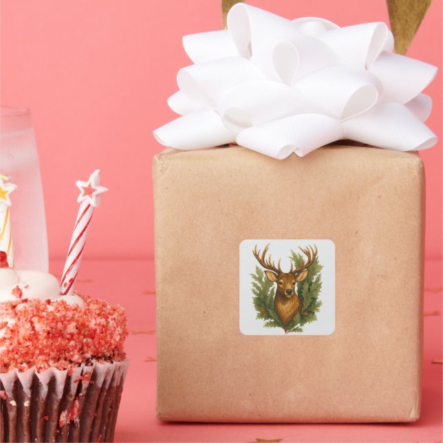 Winter Forest Majesty Square Sticker (Party)