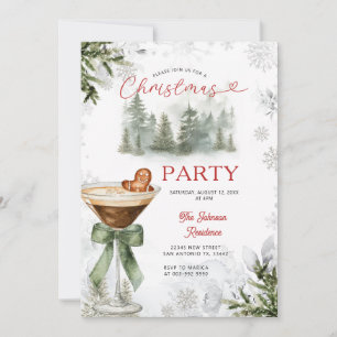 Winter Forest Martini Christmas Party Invite