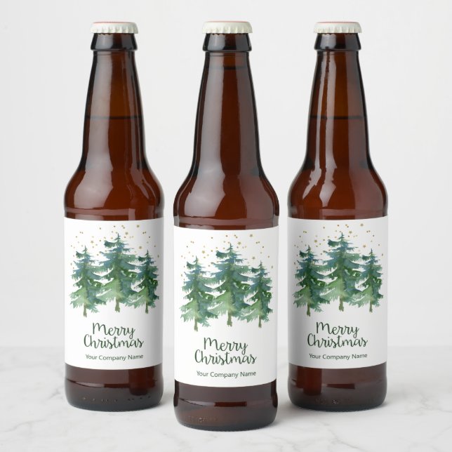 Winter Forest Merry Christmas Company Beer Bottle Label (Bottles)