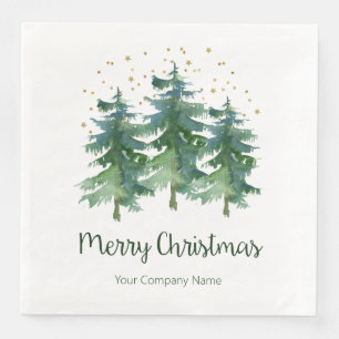 Winter Forest Merry Christmas Company Napkin
