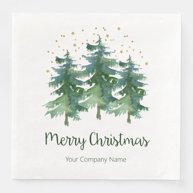 Winter Forest Merry Christmas Company Napkin (Front)