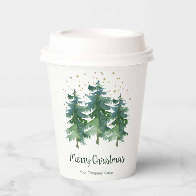 Winter Forest Merry Christmas Company Paper Cups (Front)