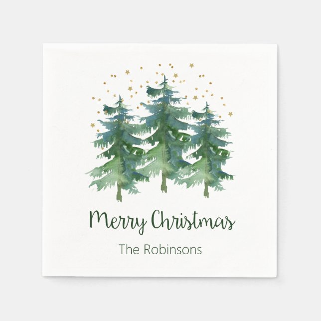 Winter Forest Merry Christmas Napkins (Front)
