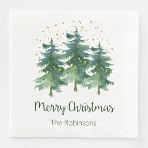 Winter Forest Merry Christmas Paper Dinner Napkins