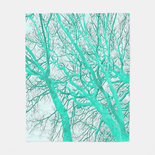 Winter Forest (mint green) Fleece Blanket (Front)