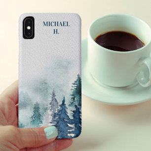 Winter Forest Moody Watercolor Personalised iPhone XS Max Case